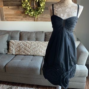 BCBGMAXAZRIA Beaded Floral Appliqué Taffeta Dress